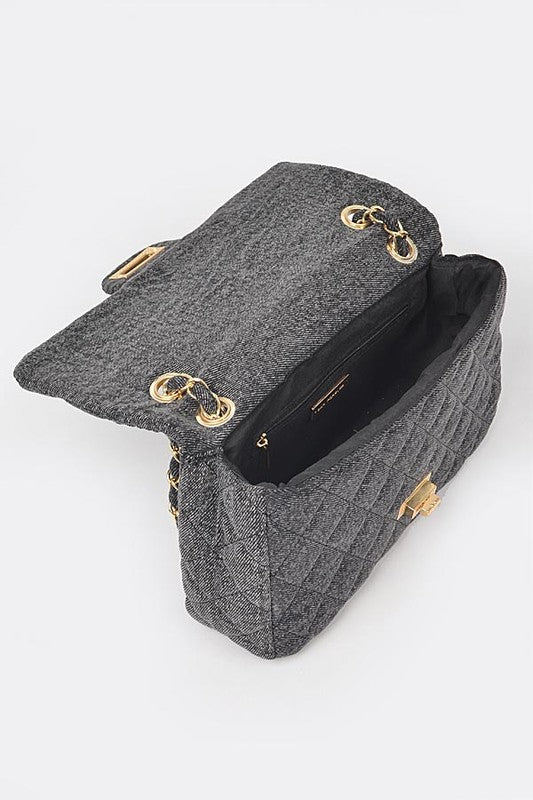 Denim Quilted Convertible Shoulder Bag - Undeniably LUXE
