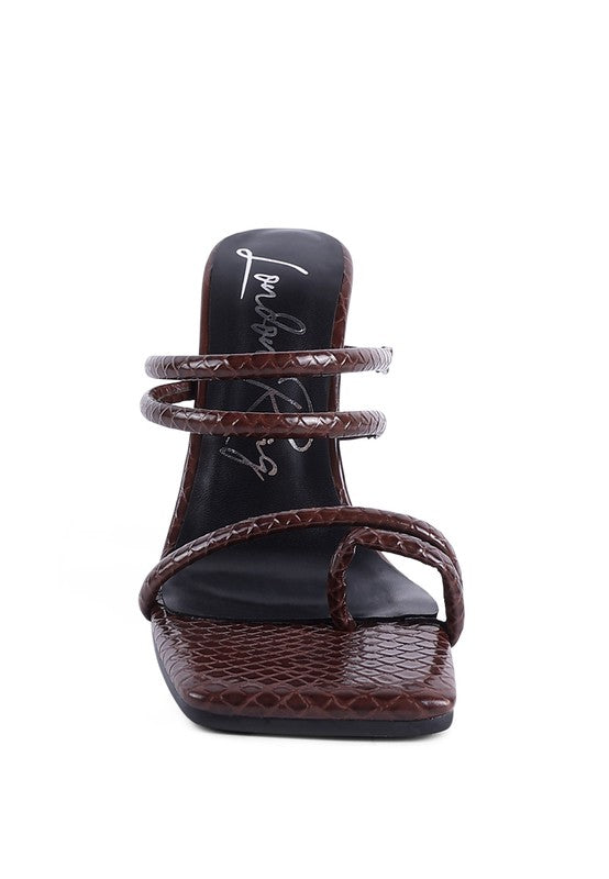 DANDELION HIGH BLOCK HEELED CROC SANDALS - Undeniably LUXE