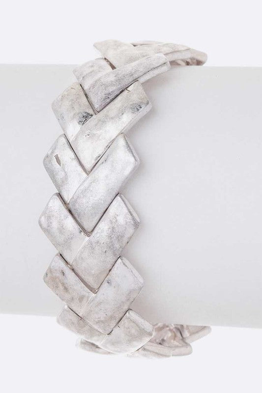 Vintage Chevron Stretch Metal Bracelet - Undeniably LUXE