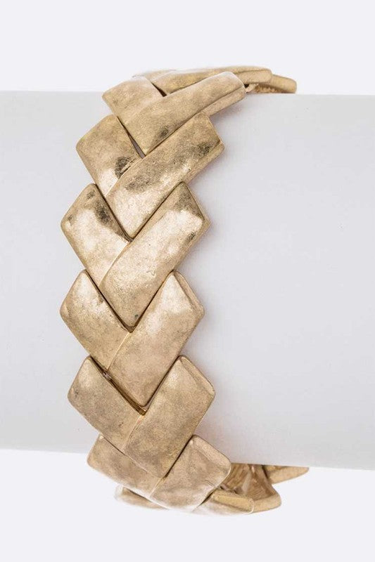 Vintage Chevron Stretch Metal Bracelet - Undeniably LUXE