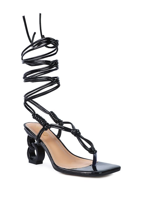 CASSINO THONG LACE UP CHAIN HEEL SANDAL - Undeniably LUXE