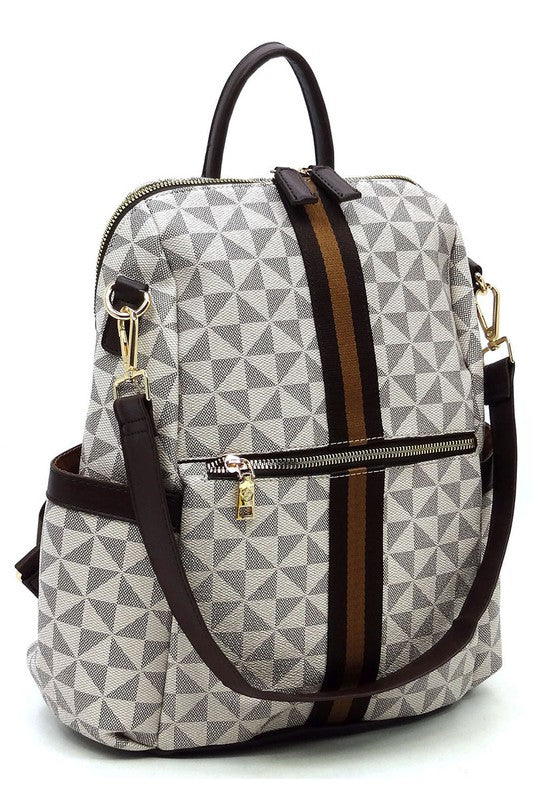 Chic Monogram Striped Versatile Backpack