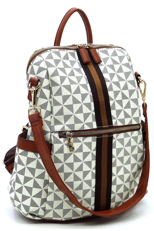 Chic Monogram Striped Versatile Backpack