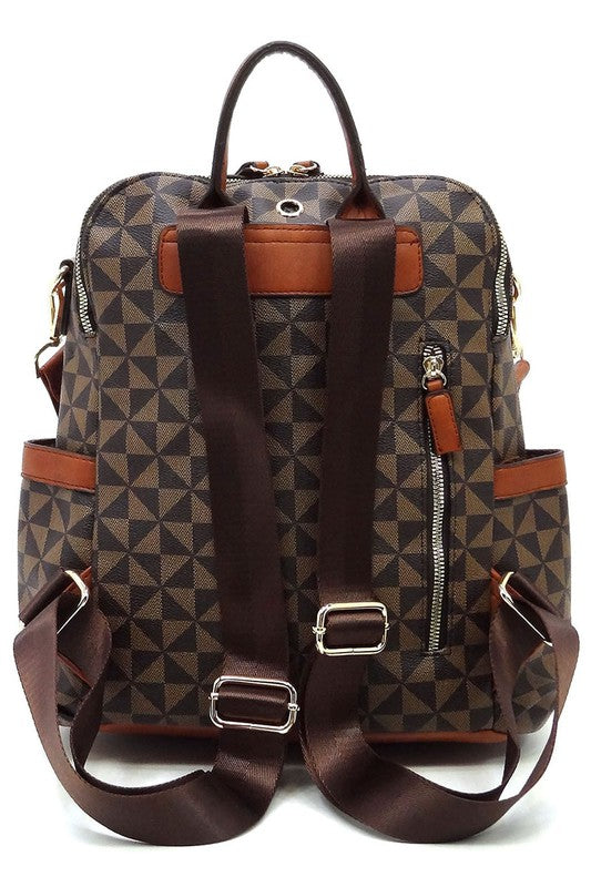 Chic Monogram Striped Versatile Backpack