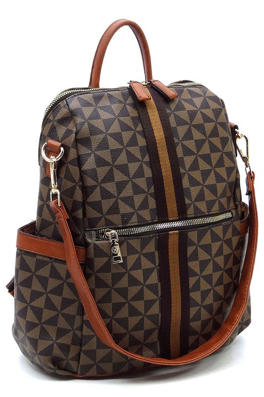 Chic Monogram Striped Versatile Backpack