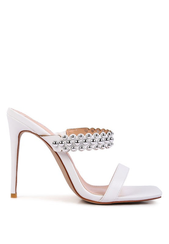 Bandy Stieletto Heel Metal Stud Sandals - Undeniably LUXE