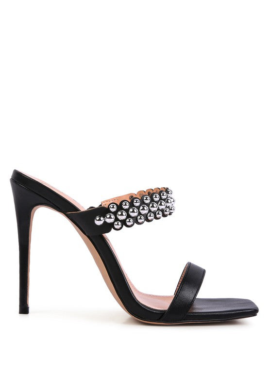 Bandy Stieletto Heel Metal Stud Sandals - Undeniably LUXE