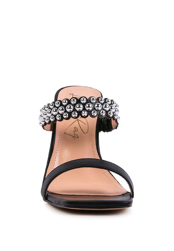 Bandy Stieletto Heel Metal Stud Sandals - Undeniably LUXE