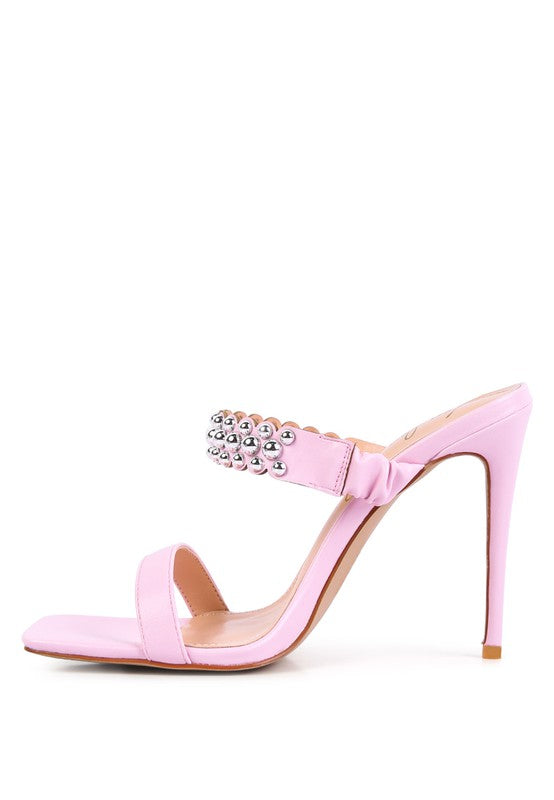 Bandy Stieletto Heel Metal Stud Sandals - Undeniably LUXE