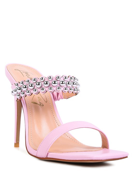 Bandy Stieletto Heel Metal Stud Sandals - Undeniably LUXE