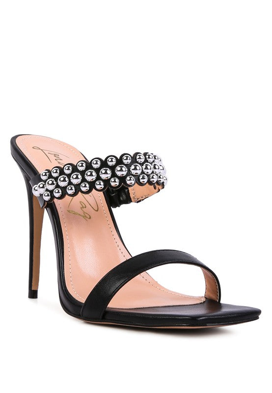 Bandy Stieletto Heel Metal Stud Sandals - Undeniably LUXE