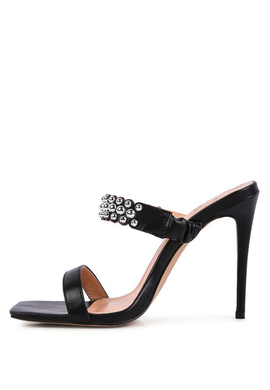 Bandy Stieletto Heel Metal Stud Sandals - Undeniably LUXE