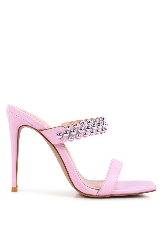 Bandy Stieletto Heel Metal Stud Sandals - Undeniably LUXE