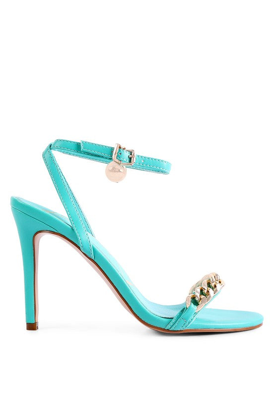 Mooning High Heeled Metal Chain Strap Sandals - Undeniably LUXE