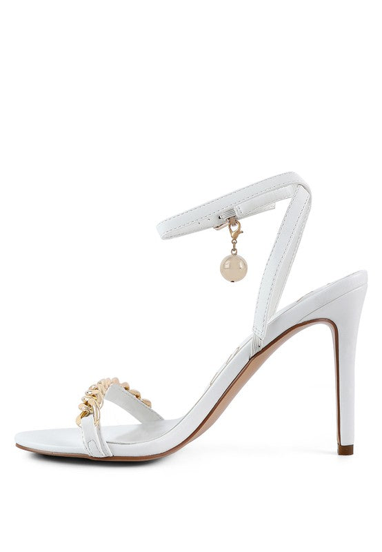 Mooning High Heeled Metal Chain Strap Sandals - Undeniably LUXE