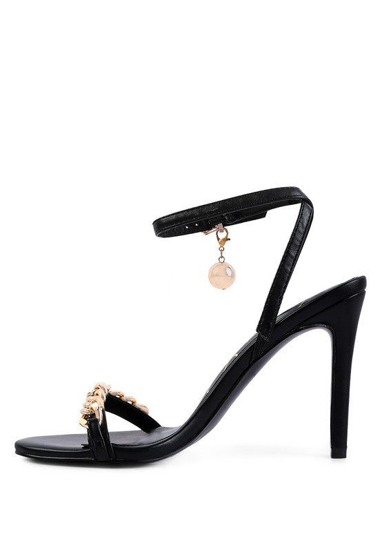 Mooning High Heeled Metal Chain Strap Sandals - Undeniably LUXE