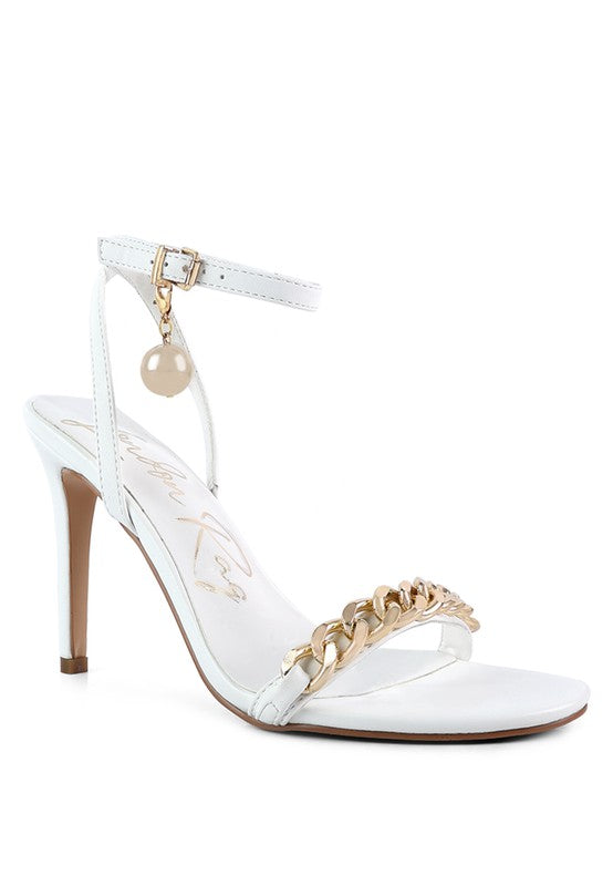 Mooning High Heeled Metal Chain Strap Sandals - Undeniably LUXE