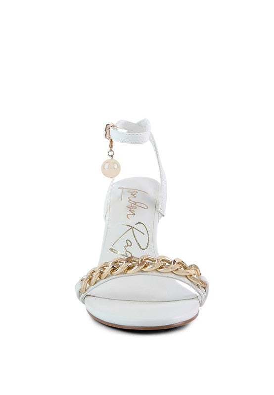 Mooning High Heeled Metal Chain Strap Sandals - Undeniably LUXE