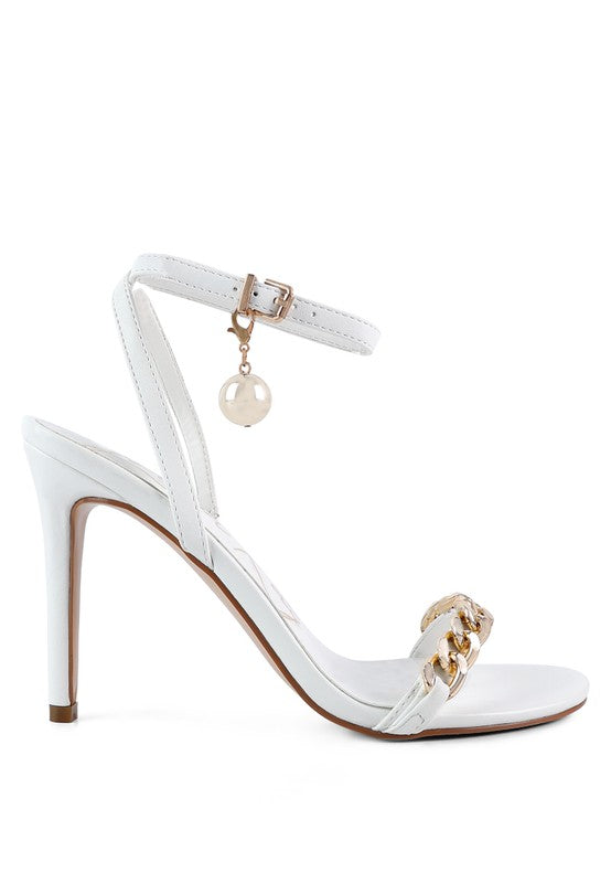 Mooning High Heeled Metal Chain Strap Sandals - Undeniably LUXE