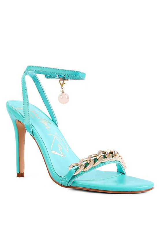 Mooning High Heeled Metal Chain Strap Sandals - Undeniably LUXE