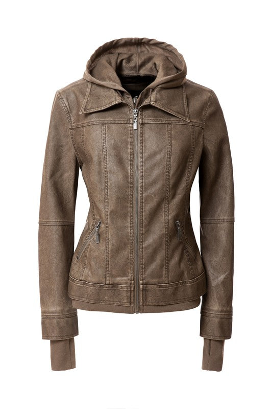 Hooded Leather Jacket - Undeniably LUXE