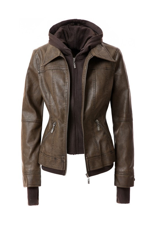 Hooded Leather Jacket - Undeniably LUXE