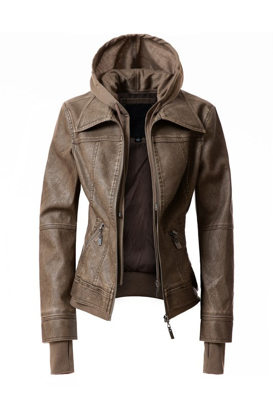 Hooded Leather Jacket - Undeniably LUXE