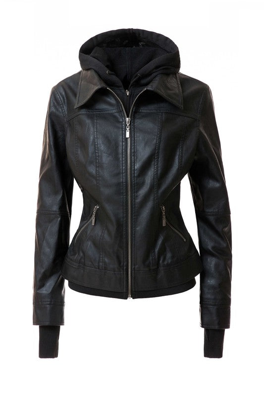 Hooded Leather Jacket - Undeniably LUXE