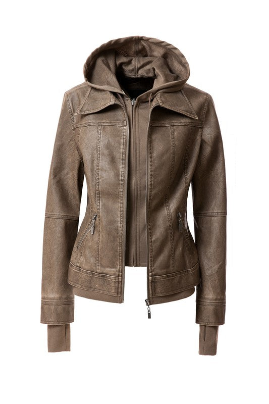 Hooded Leather Jacket - Undeniably LUXE