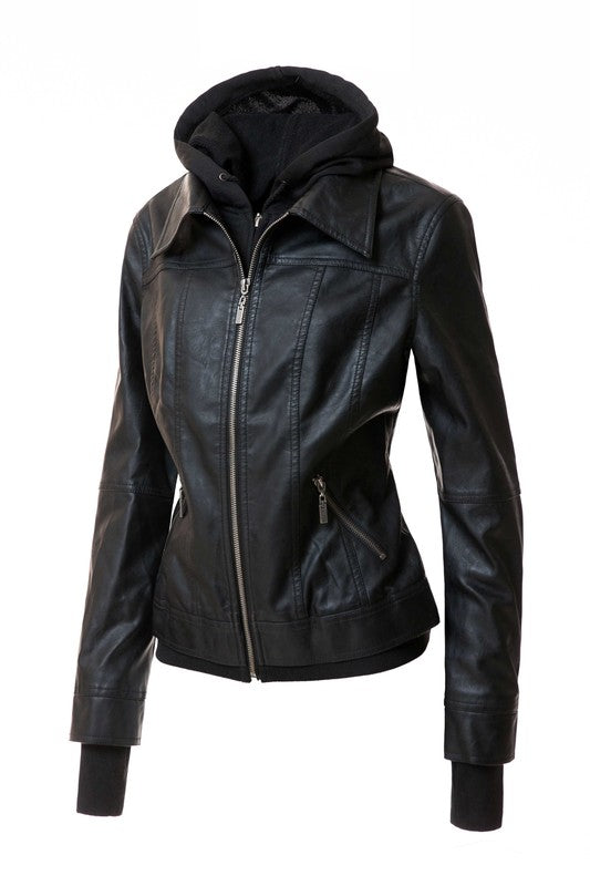 Hooded Leather Jacket - Undeniably LUXE