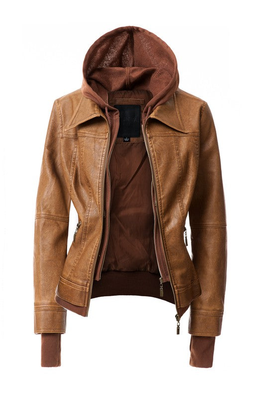 Hooded Leather Jacket - Undeniably LUXE