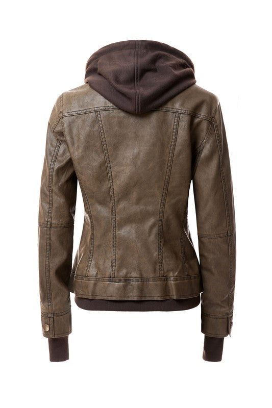 Hooded Leather Jacket - Undeniably LUXE