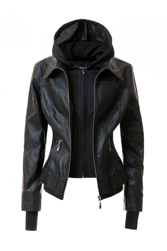 Hooded Leather Jacket - Undeniably LUXE