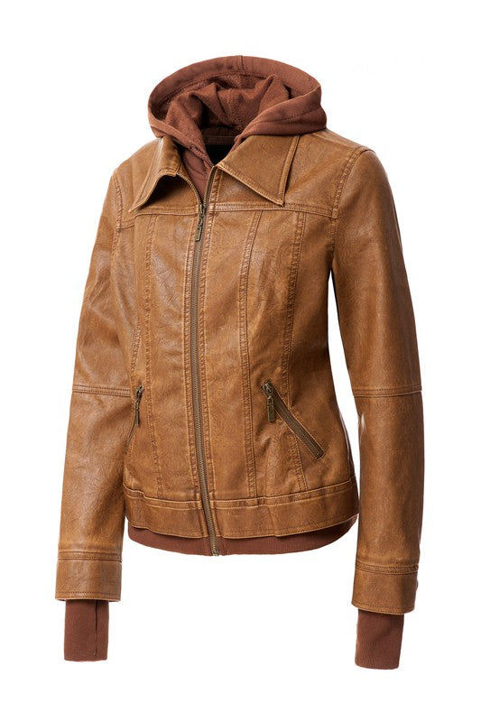 Hooded Leather Jacket - Undeniably LUXE