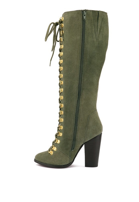 Vintage Charm High-Heeled Calf Boot