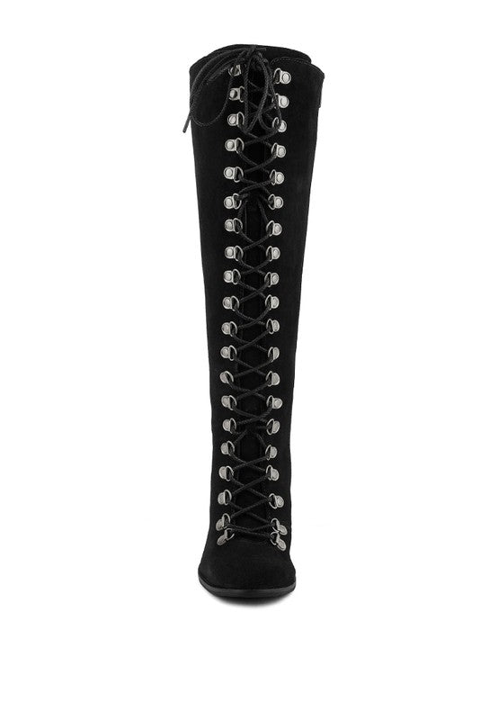 Vintage Charm High-Heeled Calf Boot