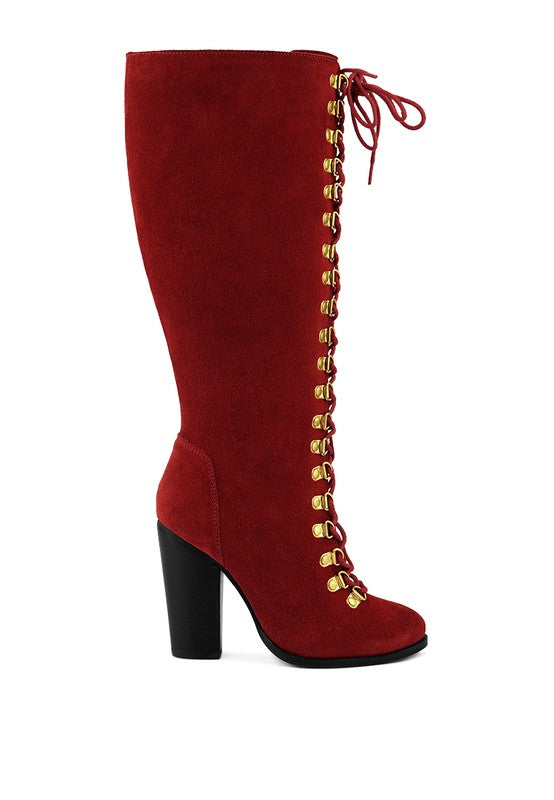 Vintage Charm High-Heeled Calf Boot