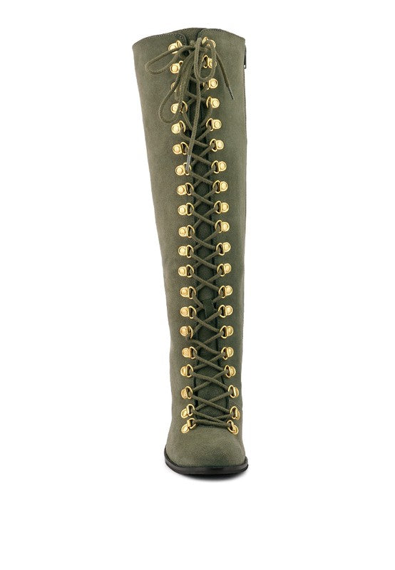 Vintage Charm High-Heeled Calf Boot