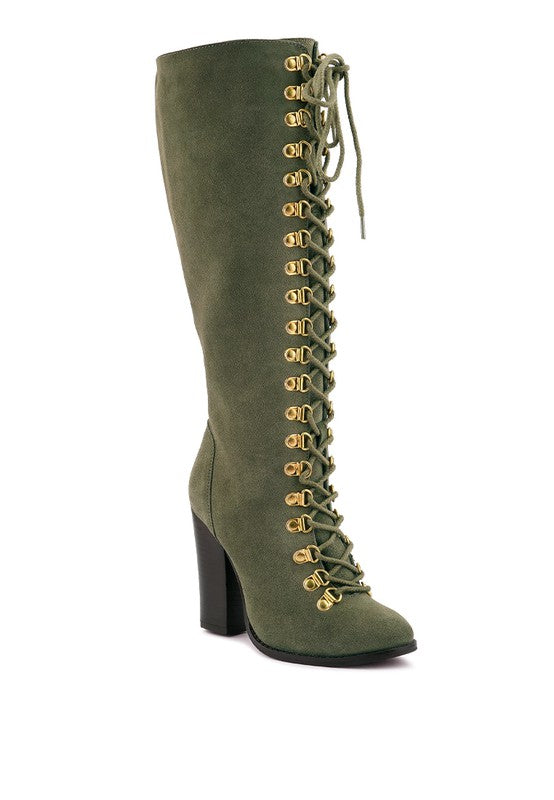 Vintage Charm High-Heeled Calf Boot