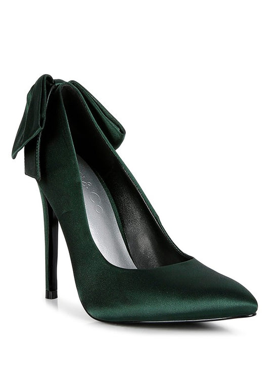 HORNET Green Satin Stiletto Pumps - Undeniably LUXE