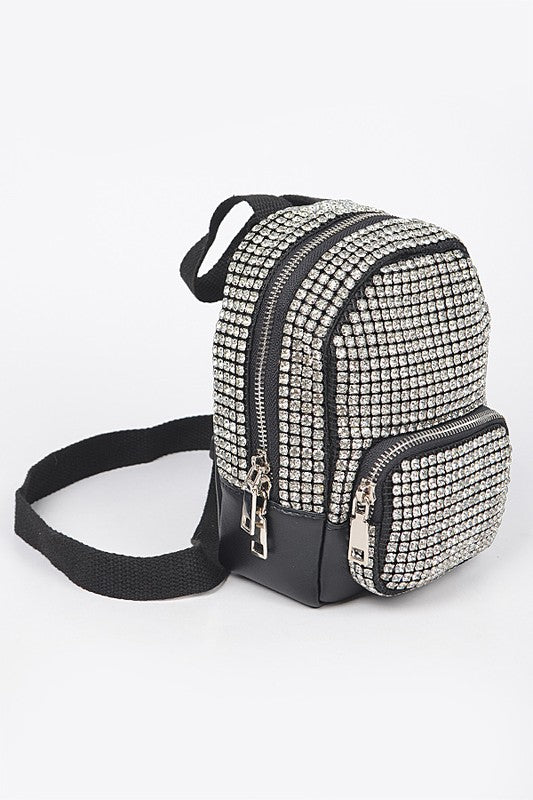 Sparkling Convertible Mini Backpack with Rhinestones