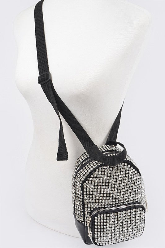 Sparkling Convertible Mini Backpack with Rhinestones