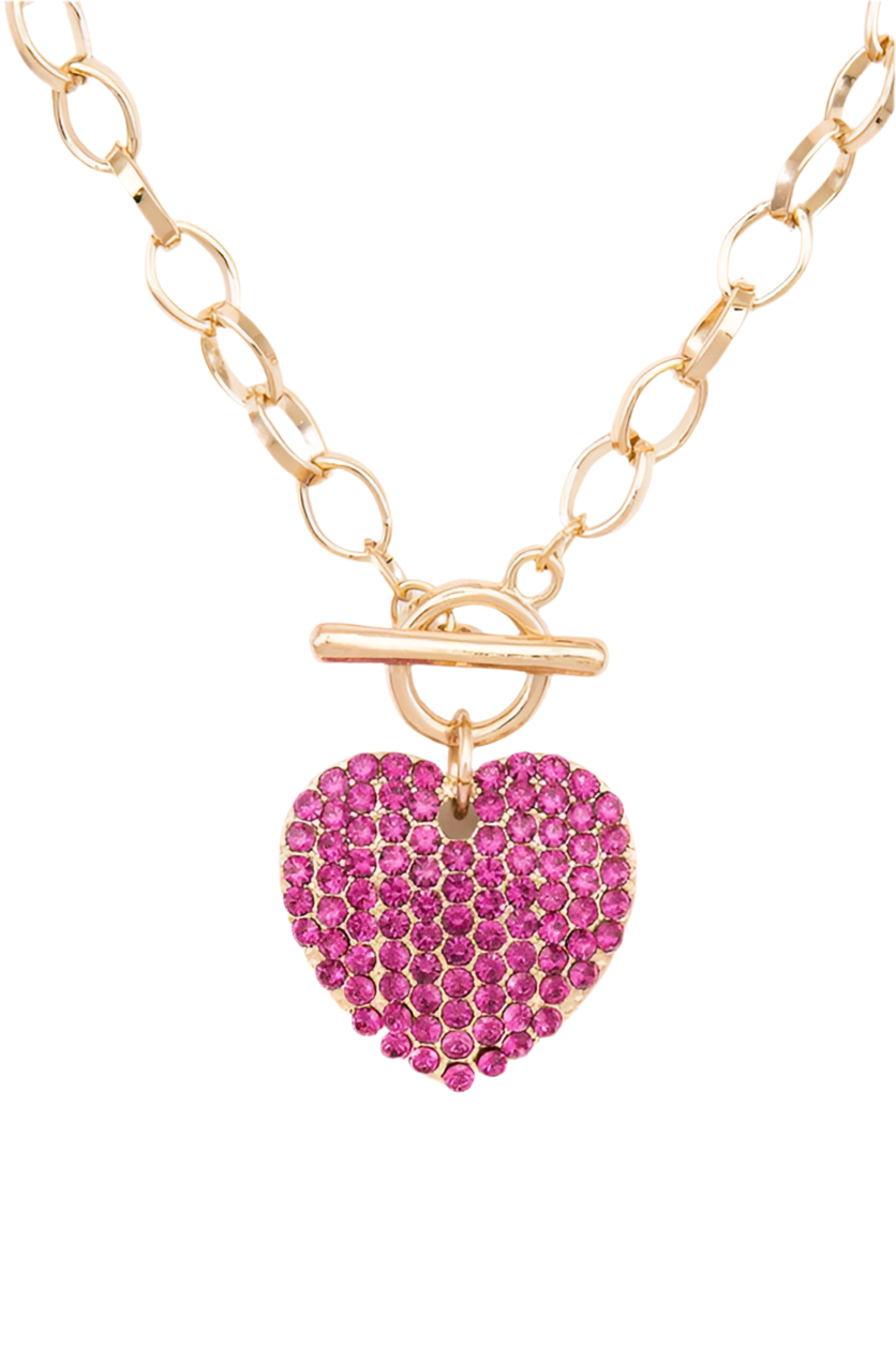 Crystal Heart Pendant Toggle Necklace Set - Undeniably LUXE