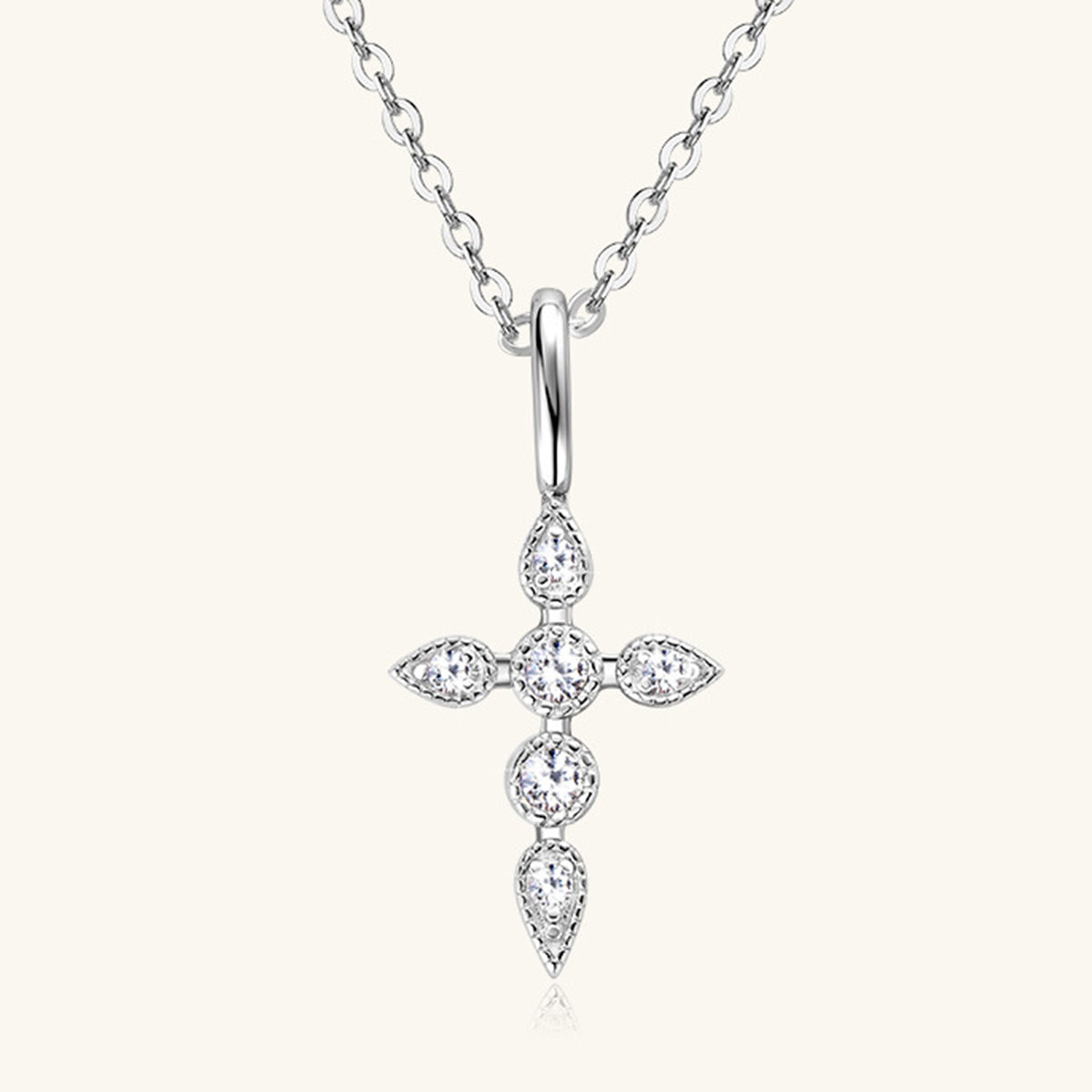 Sterling Silver Moissanite Cross Pendant Necklace