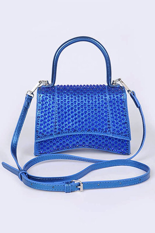 Sparkling Rhinestone-Studded Top Handle Crossbody Purse