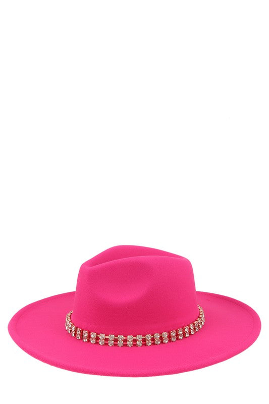 Rhinestone Accent Fedora Hat - Undeniably LUXE