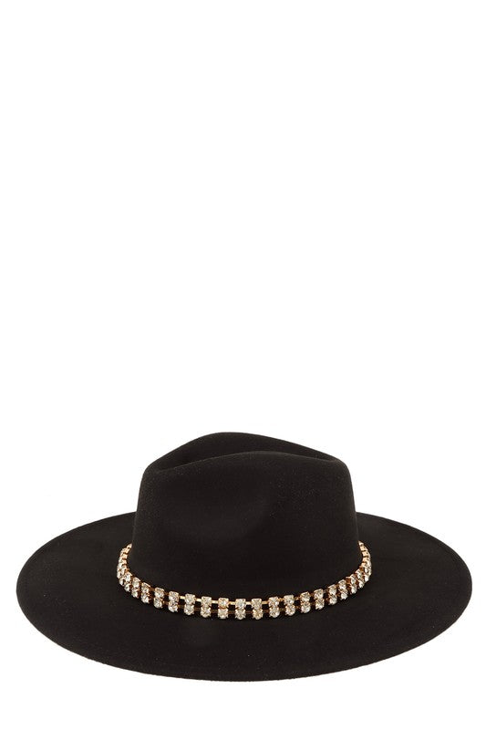 Rhinestone Accent Fedora Hat - Undeniably LUXE