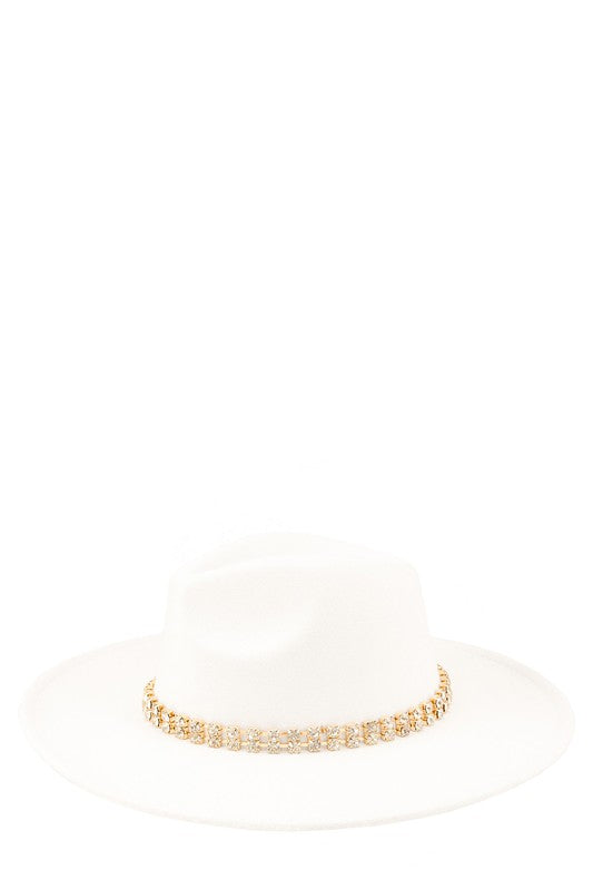 Rhinestone Accent Fedora Hat - Undeniably LUXE