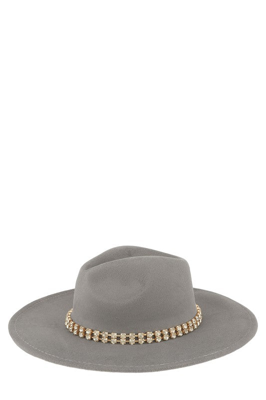 Rhinestone Accent Fedora Hat - Undeniably LUXE