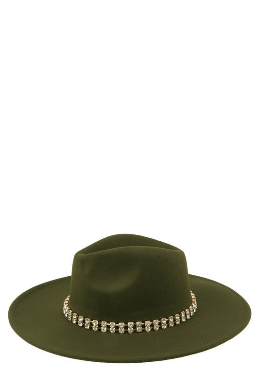 Rhinestone Accent Fedora Hat - Undeniably LUXE